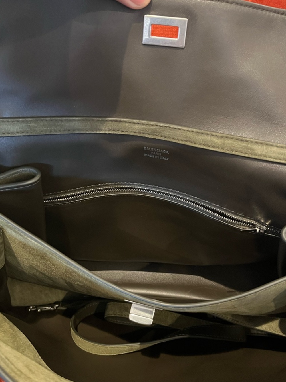 Balenciaga Rodeo Medium Suede Khaki Shoulder Bag with Silver Hardware - Picture 6 of 10